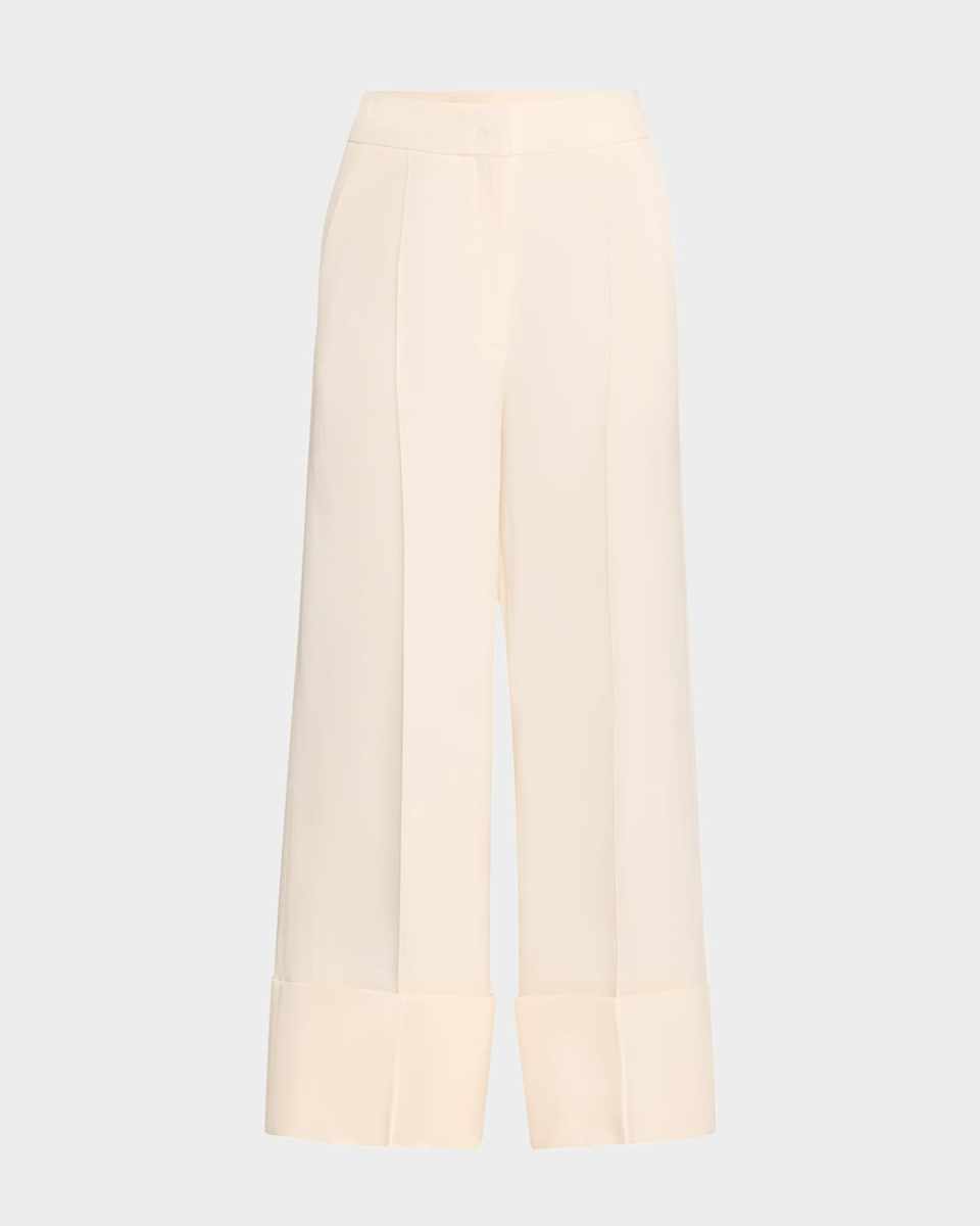 Wide-Leg Cuffed Trousers